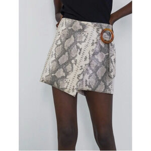 ZARA snake skin leather skort shorts